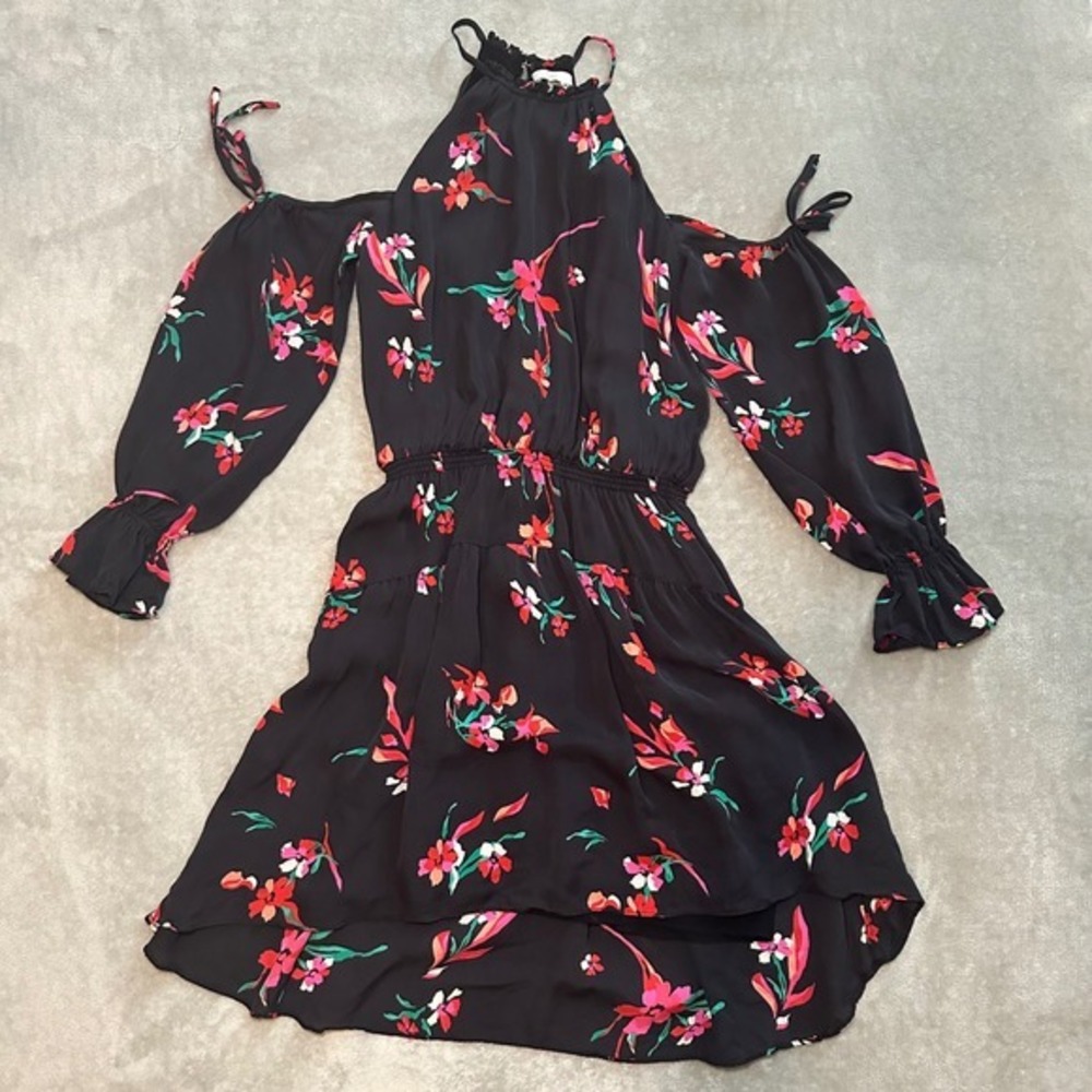 Joie Donesha Dress Sz XS Dark Floral Cold Shoulder Boho Fairy Grunge Whimsigoth